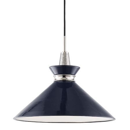 Mitzi Kiki 1 Light Pendant 18 In. Polished Nickel/Navy H251701L-PN/NVY