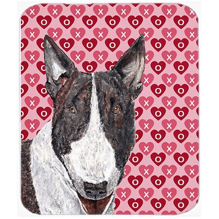 Carolines Treasures 15 x 12 in. Bull Terrier Valentines Love Glass Cutting Board- Large SC9561LCB