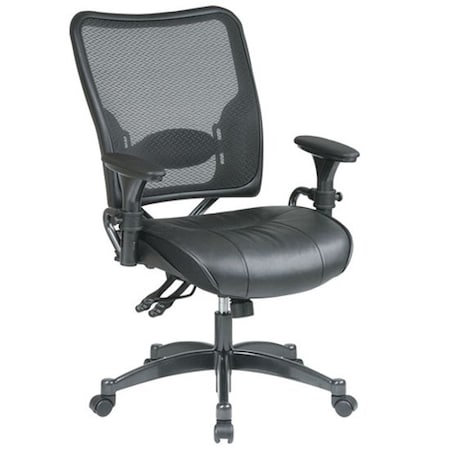 Office Star Managerial Chair Managers Chair, 18-1/4" to 22-1/2" Height, Leather, Black 6876
