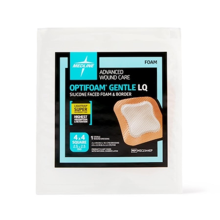 Medline Optifoam Gentle Silicone-Faced Foam Dressing with Liquitrap Super Absorbent Core MSC2344EPH