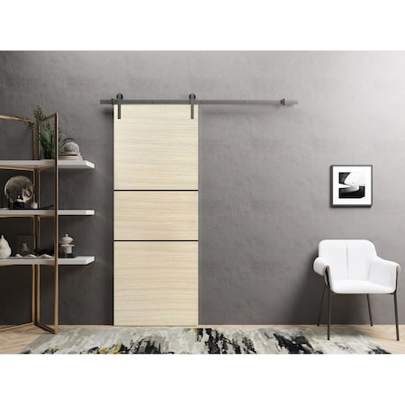 Sartodoors Sliding Barn Door with 6.6ft Hardware, Planum 0014 Natural Veneer and Aluminum Strips, Rail Hangers PLANUM0014BD-S-SHP-2884