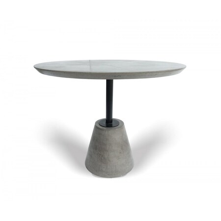 Homeroots 35" Grey Rounded Concrete And Iron Dining Table 486027