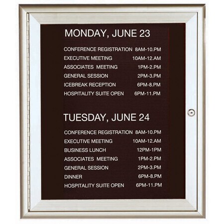 Aarco Enclosed Directory w/ Aluminum Waterfall Style Frame, Silver, Black Felt, 36''Hx30''W, 1 Door Unit WFD3630