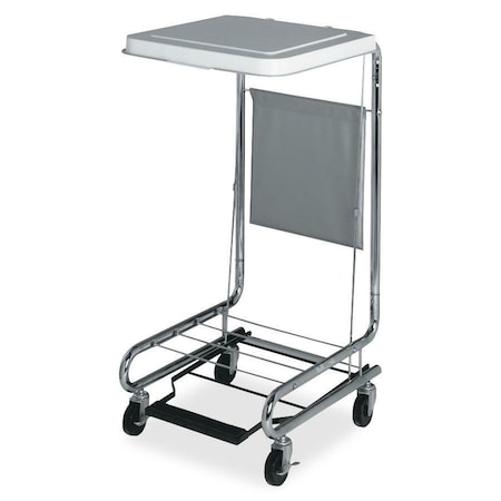 Medline Soiled Linen Hamper with Foot Pedal, Single-Bag, Blank Metal Lid, 20in W x 18in L x 38in H MDS80529