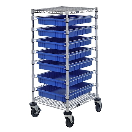 Quantum Storage Systems BIN CART W/ DIVIDABLE GRIDS BLUE BC212439M2BL