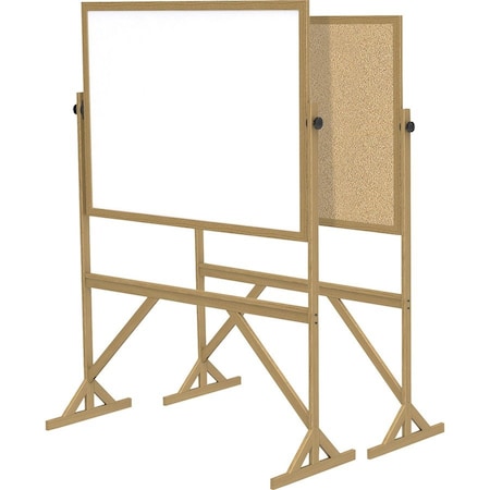 Ghent Combination Board, Cork, Plastic, 73 1/2 in, 55 in, Wood Frame, White RMK34