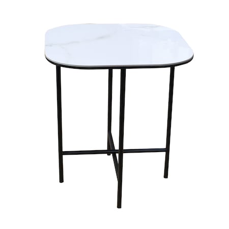 Homeroots 22" White And Black Ceramic And Metal Square End Table 554652