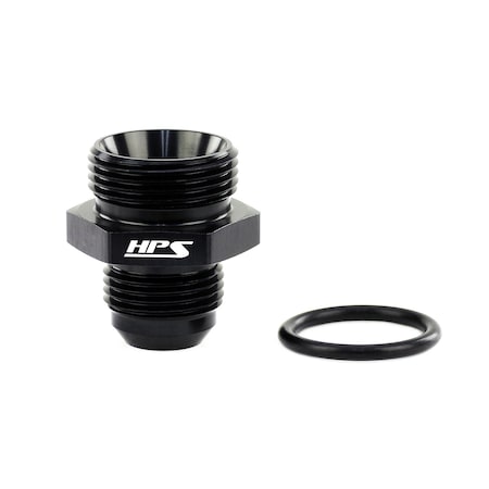 Hps Performance -8 AN Male to -10 O-ring Boss (ORB) Port Thread Male Adapter, Aluminum, Black AN920-08-10