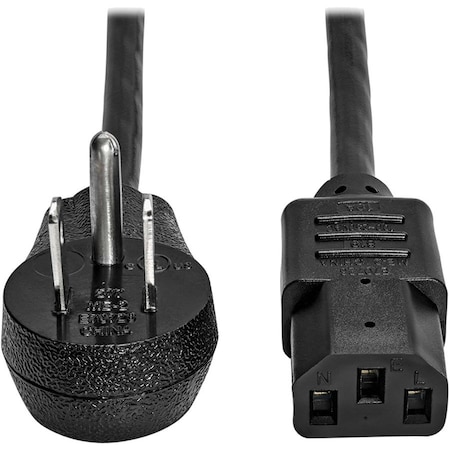 Eaton Tripp Lite Series Computer Power Cord, Right-Angle NEMA 5-15P to C13 - Heavy-Duty, 15A, 125V, 14 P007-010-15D