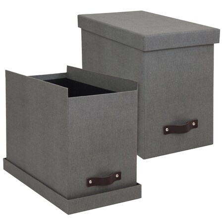 Bigso John Storage Box w/Handle- 7.36x13.26x10.51in Grey, 2PK 9541C6443