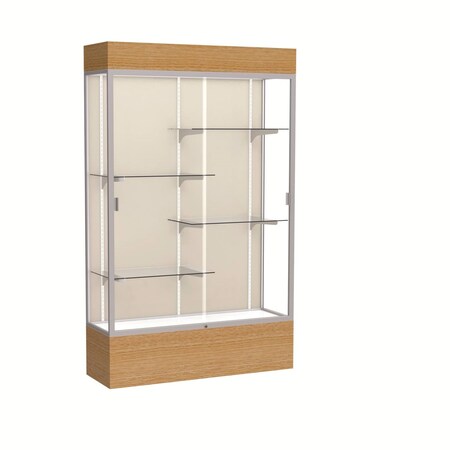 Ghent Lighted Floor Display Case 48x80x16, Plaque 2174PB-SN-AK