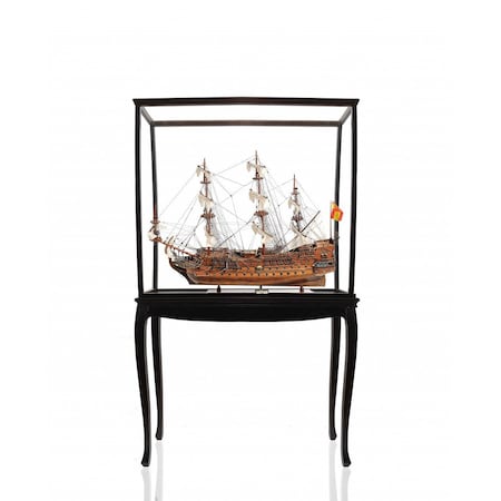Homeroots 69" Wood Brown Solid Wood Hand Painted San Felipe Large Floor Display Model Boat 401850