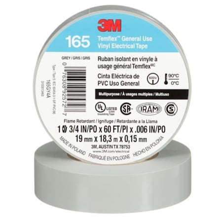 3M Temflex Vinyl Electrical Tape 165, 10PK 7100169192
