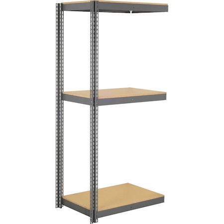 Global Industrial 3 Shelf, Heavy Duty Boltless Shelving, Add On, 48"W x 12"D x 60"H, Wood Deck B3164340