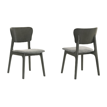 Armen Living Kalia Wood Dining Chair in Gray Finish with Gray Fabric - Set of 2 LCKACHWAGRY