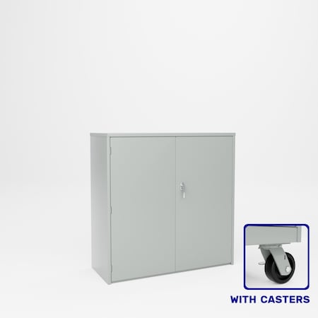 Pucel Heavy Duty Storage Cabinet with Casters, 48 in W x 54 in H x 19 in D, Gray HDSC-4848-19-2C
