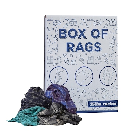 Supremeplus Recycled Color Flannel (Polishing) Cleaning Rags, 25 lbs. Box SP-0738