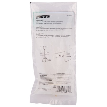 Prosource Heavy-Duty Rigid Door Stop, 3-1/8 in Dia Base, 3-1/8 in Projection, Die-Cast Zinc & Plastic H20-Z020-PS