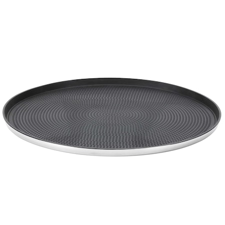 Service Ideas Modern Edge Round Serving Tray, 14in diamater, Brushed Stainless TRME14RI