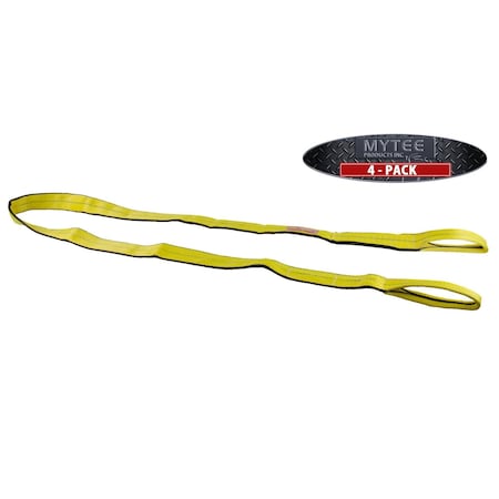 Mytee Products 3in x 8ft Web Sling Twisted Eye & Eye 2-Ply Tow Strap Lifting 8800# WLL Vertical, 4PK EERSL-38x4
