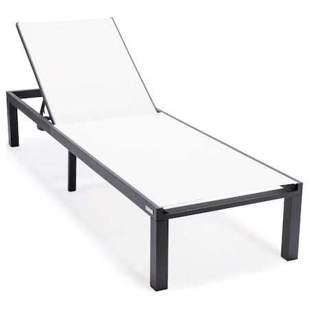Leisuremod Marlin Patio Chaise Lounge Chair with Black Aluminum Frame, White MLBL-77W