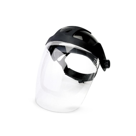 Sellstrom Ratchet Face Shield Assembly, Clear Visor, Polycarbonate, Ratchet Suspension, Anti-Fog Lens, Black S32010