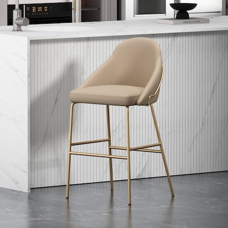 Manhattan Comfort Gracie Barstool in Tan and Gold BS022-GTN
