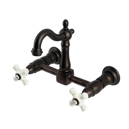 Kingston Brass Two-Handle Wall Mount Bridge Kitchen Faucet, Oil Rubbed Bronze KS2445PX