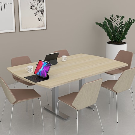 Skutchi Designs 6ft Conference Table W/ Power Unit | 6 Person Modular Arc Rectangle Meeting Table | Harmony Series HAR-AREC-48X72-T-K525-ESIL