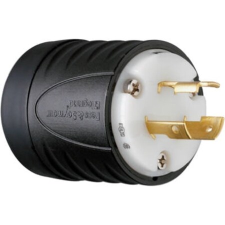 Legrand Locking Plug, L5-20P, 20 A, 125V, 2 Pole, Black, White L520PCCV3