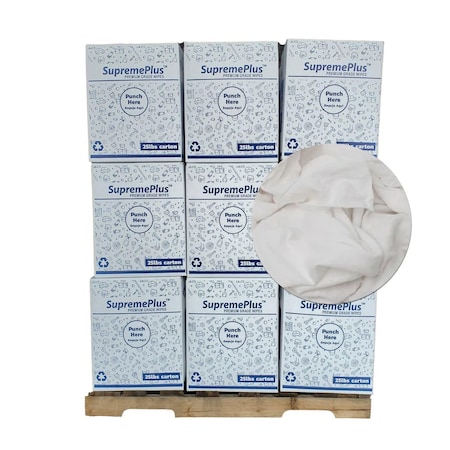Supremeplus New White Flannel / Thermal Cleaning Rags, 675 lbs. Pallet, 27x 25 lbs. Boxes, 27PK SP-2336