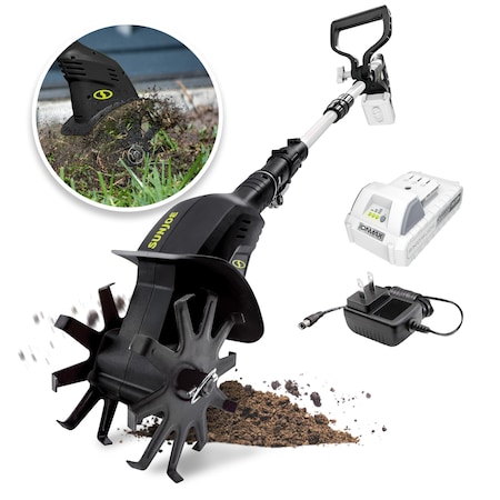Sun Joe 24-Volt 2.0-Ah Cordless 6-Inch Cutting Swath Cordless Garden Tiller/Cultivator 24V-TLR-LTE