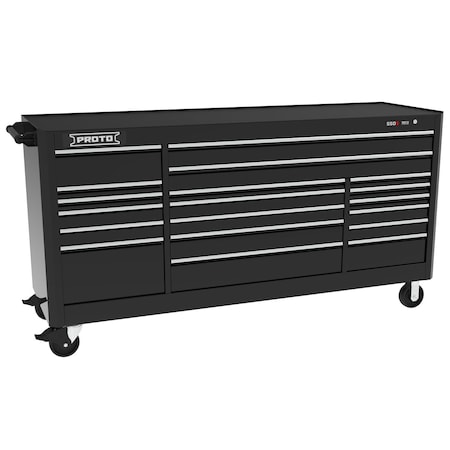 Proto 550 Series Rolling Tool Cabinet, 19 Drawer, Black, 88 in W x 27 in D x 46 in H J558846B-19BK