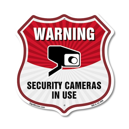 Signmission Video Surveillance Shield Sign Warning S, 12 Inch X 12 Inch, Aluminum Metal Sign SHI-A-12-468