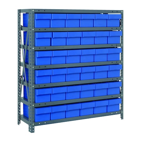 Quantum Storage Systems 7 SHELF OPEN UNIT W/36 BLUE BINS 2439-603BL