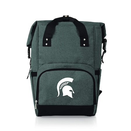 Picnic Time Family Of Brands NCAA Michigan State Spartans On The Go Roll-Top Backpack CoolerHeathered Gray 616-00-105-356-0