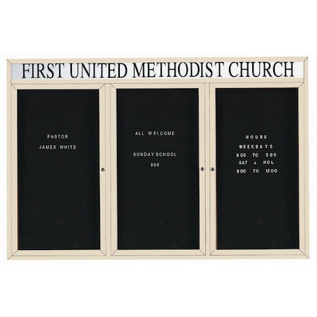 Aarco Outdoor Enclosed Directory w/ Al Frame Header, Powder Coated Ivory, 48''Hx72''W OADC4872-3HIV