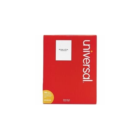 Universal 8.5" x 11" White Permanent Label, 100PK UNV80109
