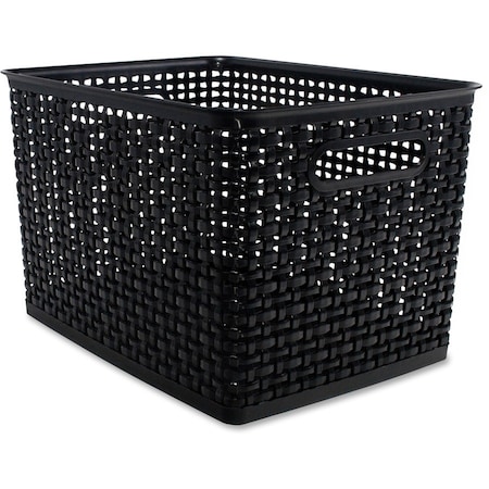 Advantus Weave Storage Bin, Plastic, Black, 13.5 in H, 10.5 in W, 2 PK AVT40328