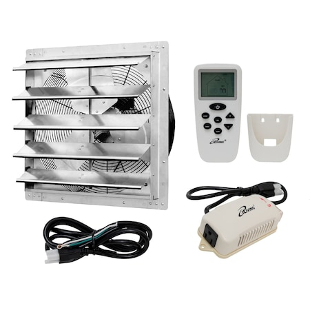 Iliving Silver 1736 CFM 18 in. Gable Mount Smart Remote Shutter Exhaust Fan with Thermostat, Humidistat ILG8SF18VC