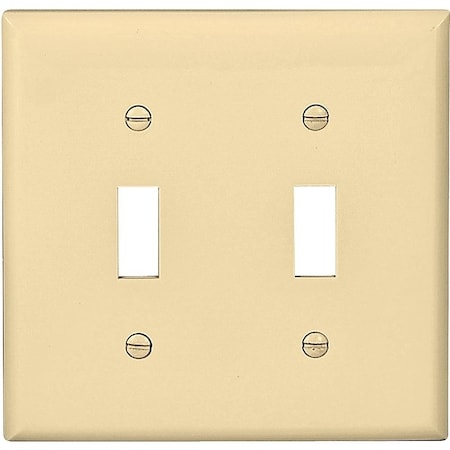 Eaton Wiring Devices Wallplate, 4-1/2 in L, 4.56 in W, 2 -Gang, Nylon, Ivory, High-Gloss 5139V-BOX