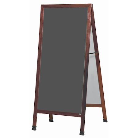 Aarco Extra Large A-Frame Sidewalk Board, Slate Colored Porcelain Chalkboard SolidRedOak Frame, 68''Hx30''W MLA1SS