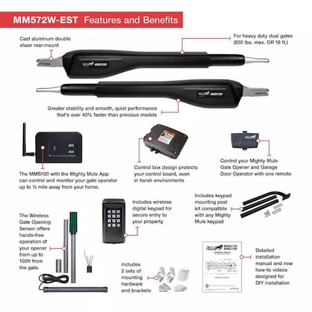 Mighty Mule Automatic Dual Gate Opener Kit MM572W-EST