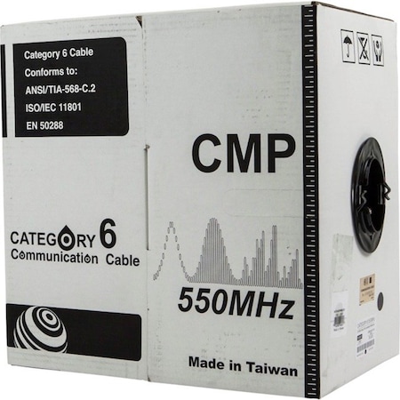 Monoprice Data Cable, Cat 6, 23 AWG, 1000ft, Black 12807