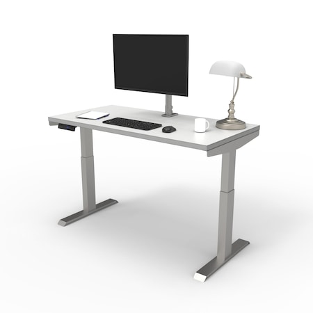 We'Re It Lift It Electric Sit Stand Desk, 46.25 H, 24 W X Laminate wood, metal, Brushed Silver VL22BS4824-459