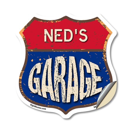 Signmission Ned's Garage, 18 Inch X 18 Inch, Vinyl Decal SHI-D-18-383-NED