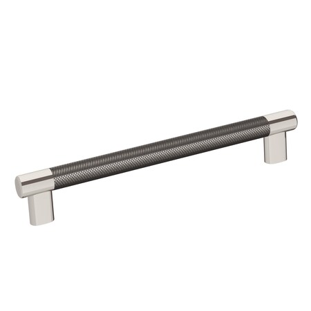 Amerock Esquire 8 in 203 mm Center-to-Center Polished Nickel/Gunmetal Cabinet Pull BP36562PNGM