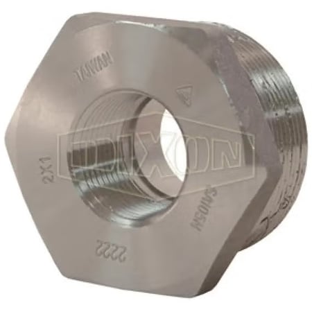 Dixon Reducer Hex Bushing, 1-1/2 x 1-1/4 in Nominal, MNPT x FNPT End Style, 3000 lb, Forged Steel, Import HB1512FS