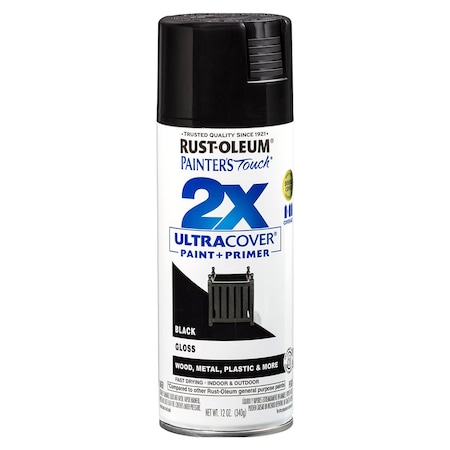 Ultra Cover 2X 12 Oz Rust-Oleum Brands Black Enamel Spray Paint, Gloss 334026