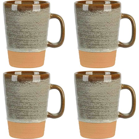 Gibson Elite Dreamweaver 4 Piece 17 Ounce Round Earthenware Mug Set in Earthy Brown 135258.01